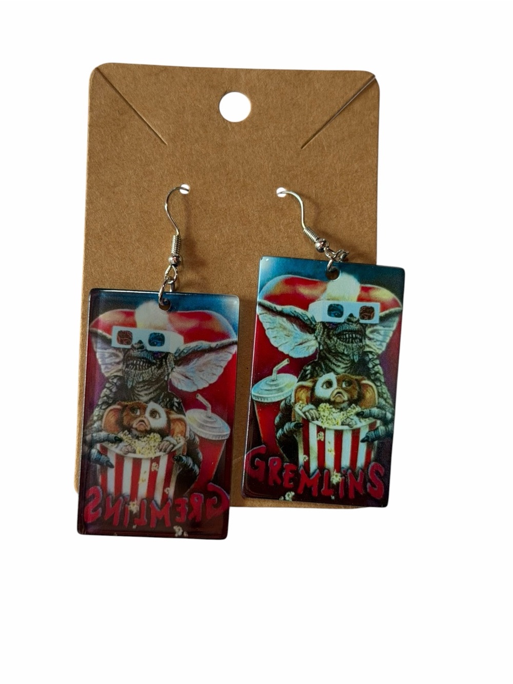 Famous Movie Themed Red and Blue Popcorn Earrings